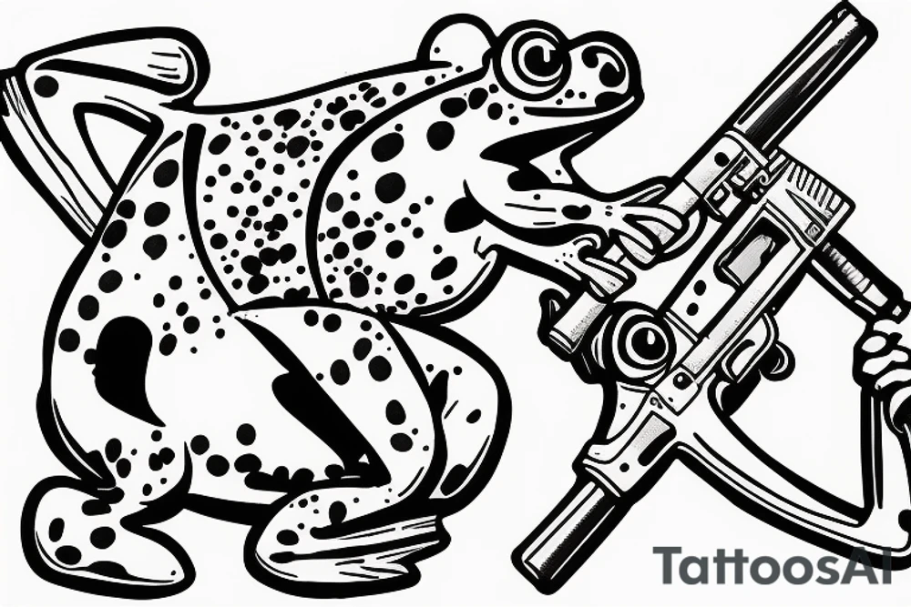 frog holding a gun tattoo idea