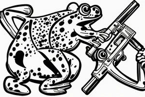 frog holding a gun tattoo idea