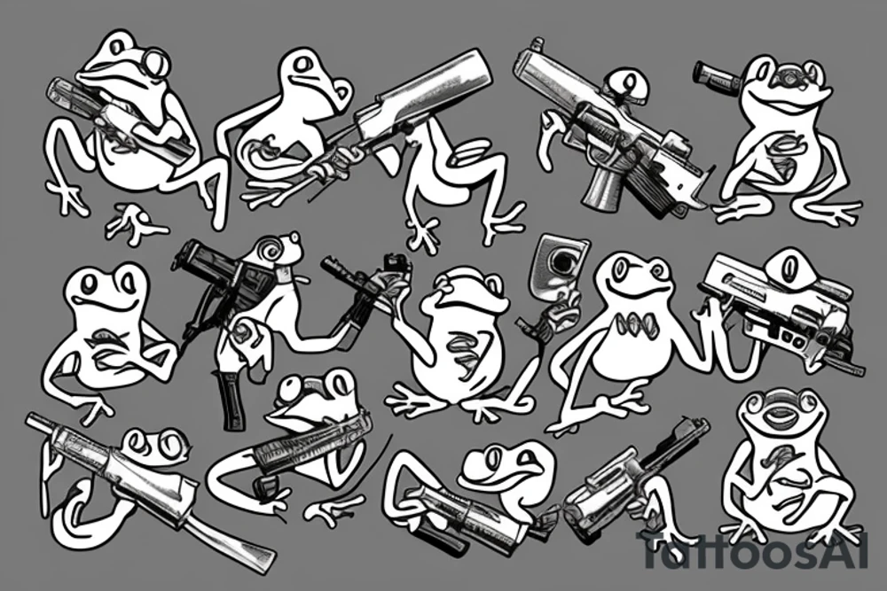 frog holding a gun tattoo idea