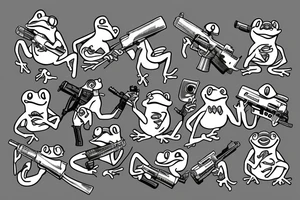 frog holding a gun tattoo idea