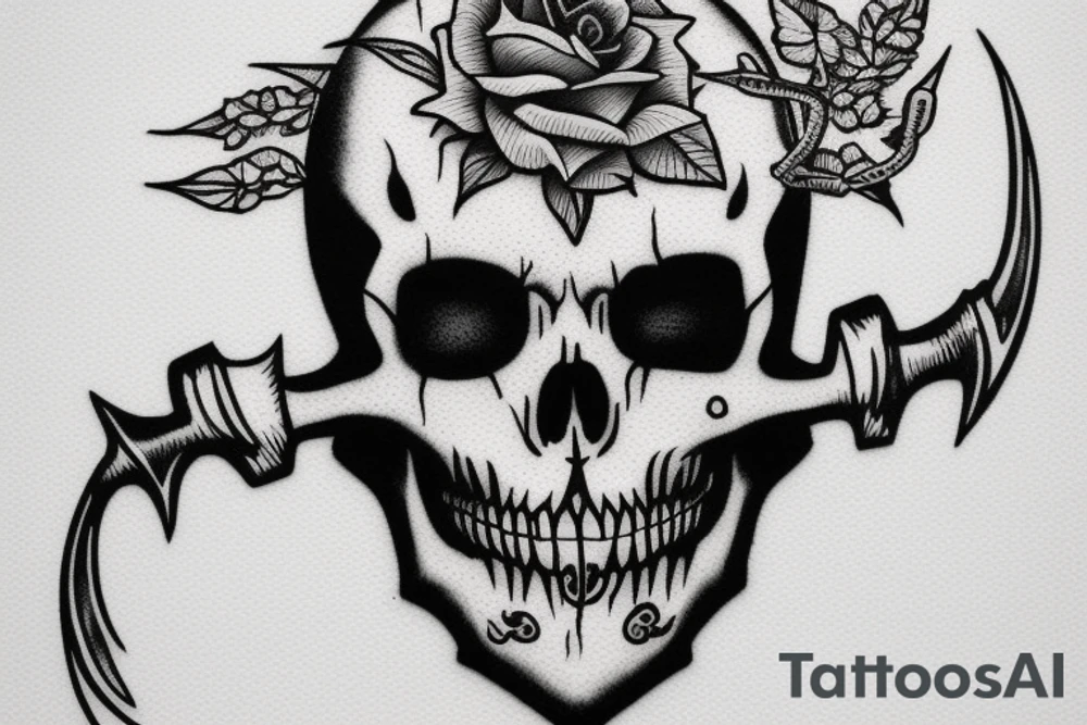 Deth skeleton with a sickle tattoo idea