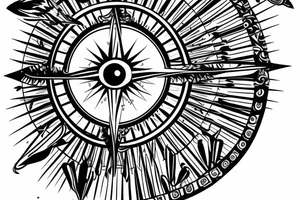 compass eye staircase man bird tattoo idea