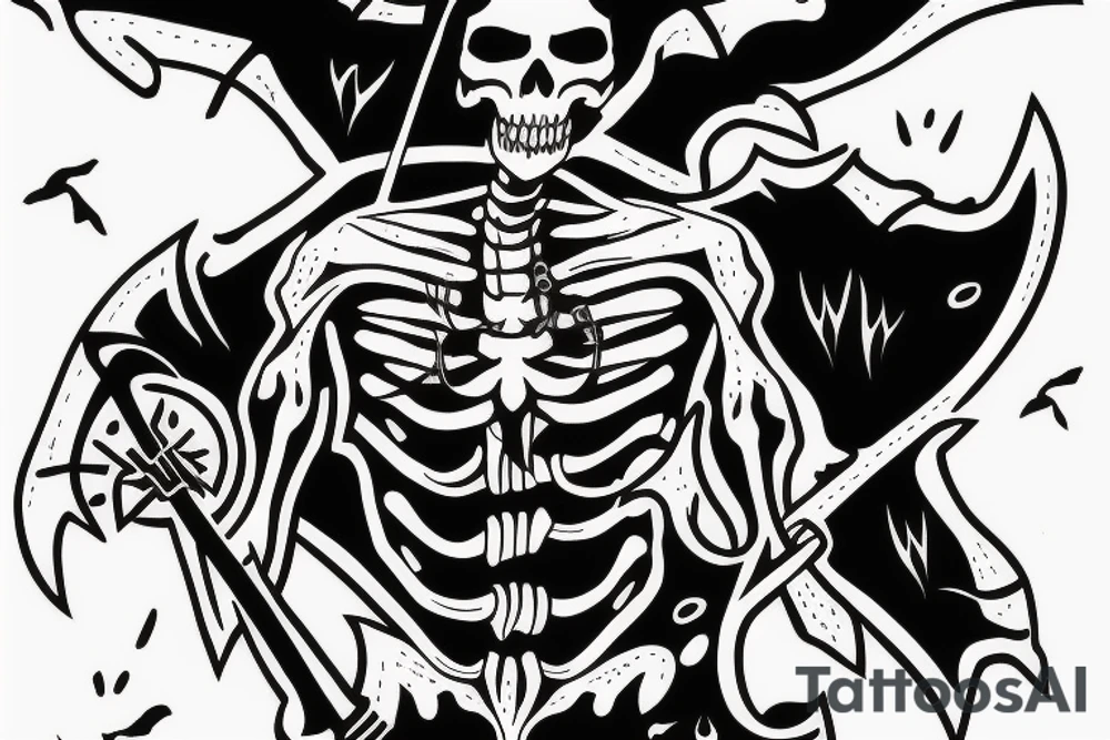 Deth skeleton with a sickle tattoo idea