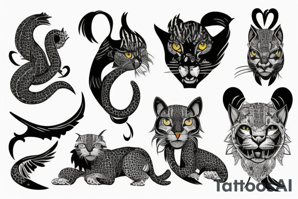 Kwiaty z sercem i gepard tattoo idea