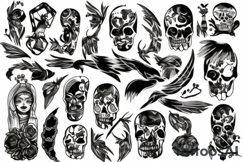 Black and white dark ones tattoo idea