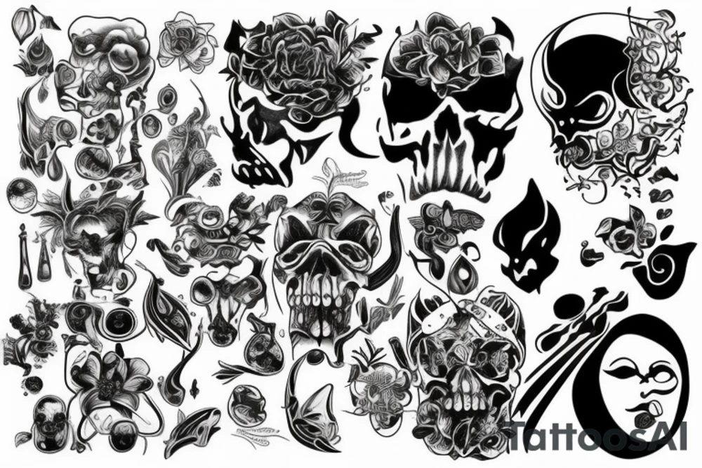 Black and white dark ones tattoo idea