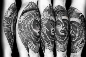 Black and white Dark knee motives tattoo idea