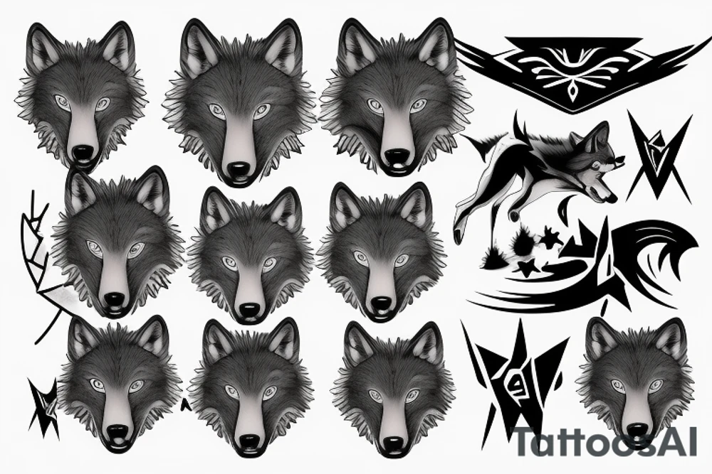 wolf with shuriken tattoo idea