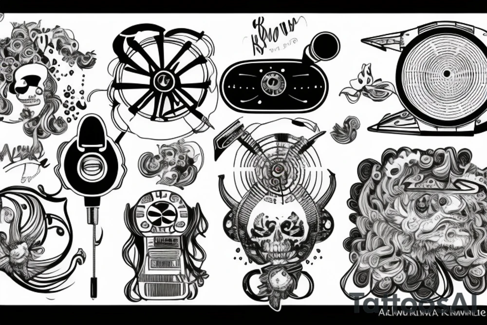 Radioaktywna okolica w tle wybuch atomowy tattoo idea