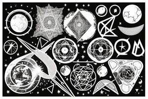 astronomy,words,earth,geometry tattoo idea