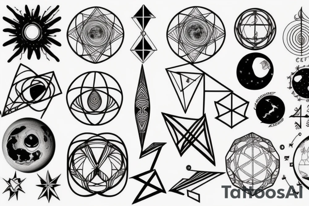 astronomy,words,earth,geometry tattoo idea