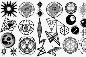 astronomy,words,earth,geometry tattoo idea