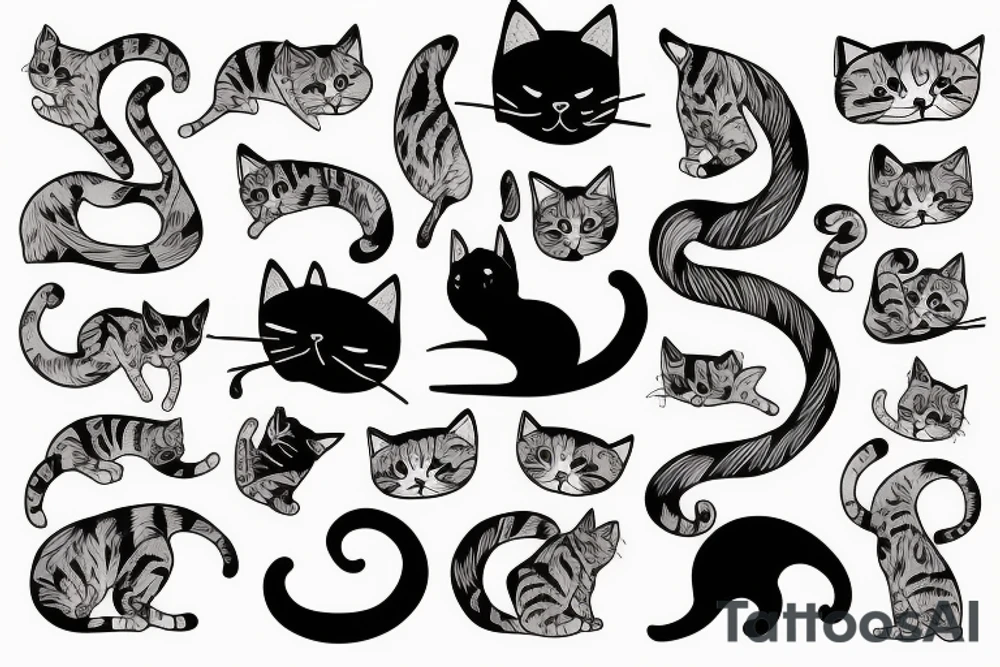 a cat hunting his tail tattoo idea