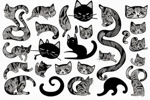 a cat hunting his tail tattoo idea