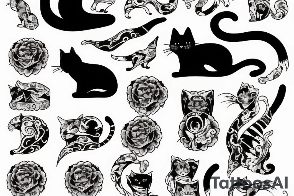 a cat hunting his tail tattoo idea