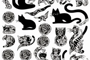 a cat hunting his tail tattoo idea