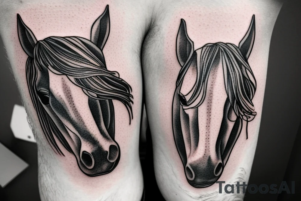 Horse eating apple tattoo idea