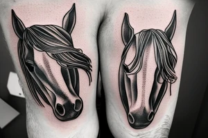 Horse eating apple tattoo idea