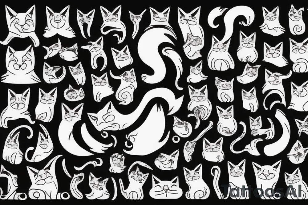 a cat hunting his tail tattoo idea