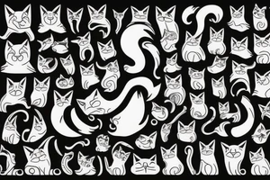 a cat hunting his tail tattoo idea