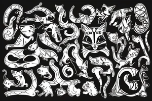 a cat hunting his tail tattoo idea