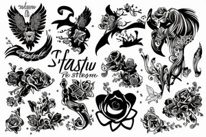 Sztylet z wężem na tle starego lasu tattoo idea