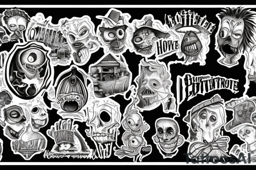 Beetlejuice house on the hill with graves tattoo idea