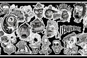 Beetlejuice house on the hill with graves tattoo idea