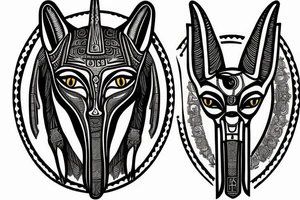 Anubis  with the eye of horus as background tattoo idea