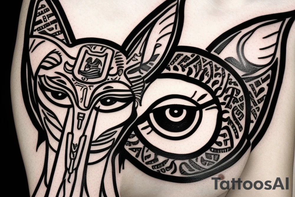 Anubis  with the eye of horus as background tattoo idea