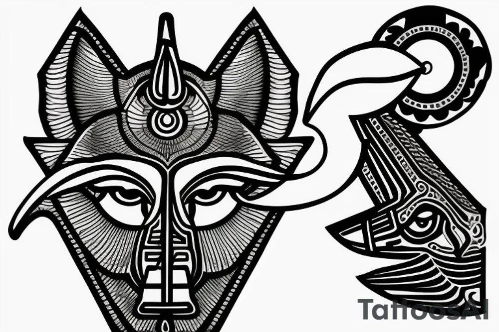 Anubis  with the eye of horus as background tattoo idea