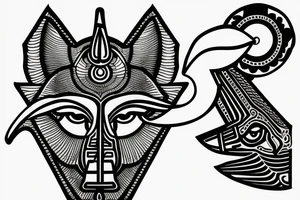 Anubis  with the eye of horus as background tattoo idea