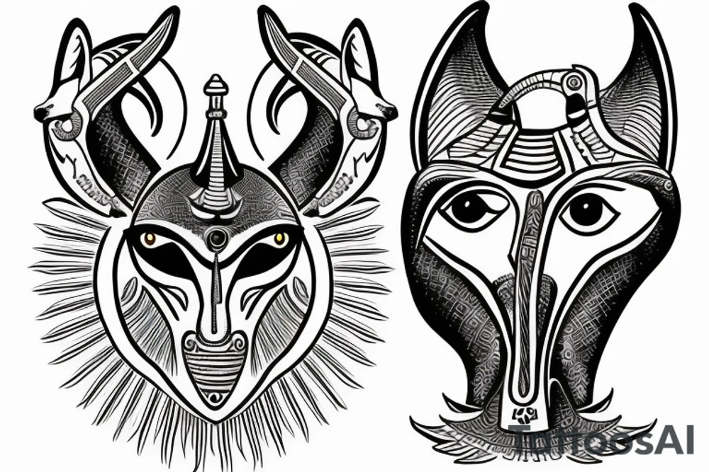 Anubis  with the eye of horus as background tattoo idea