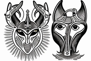 Anubis  with the eye of horus as background tattoo idea
