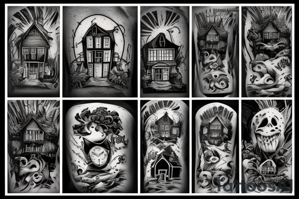 Beetlejuice house on the hill with graves tattoo idea