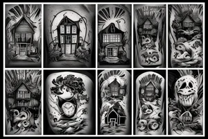 Beetlejuice house on the hill with graves tattoo idea