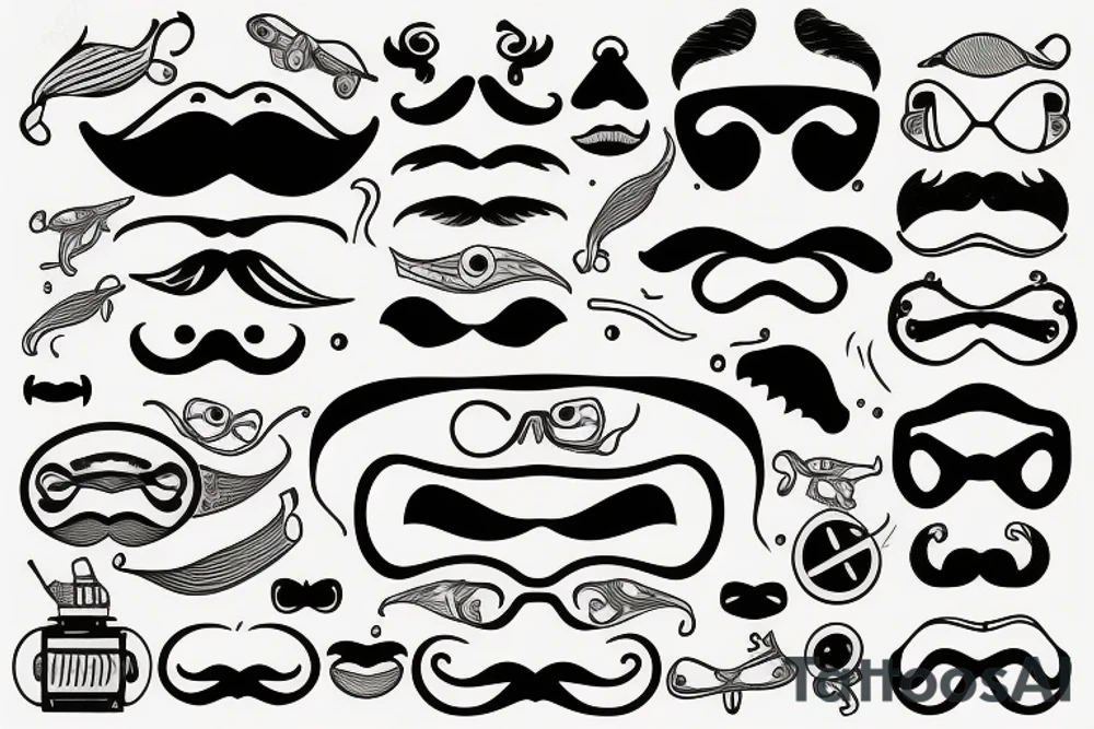 scuba mask, moustache, regulator and fins tattoo idea