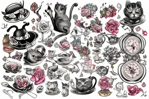 Alice in wonderland,cat,mushrom tattoo idea