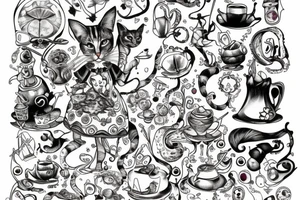 Alice in wonderland,cat,mushrom tattoo idea
