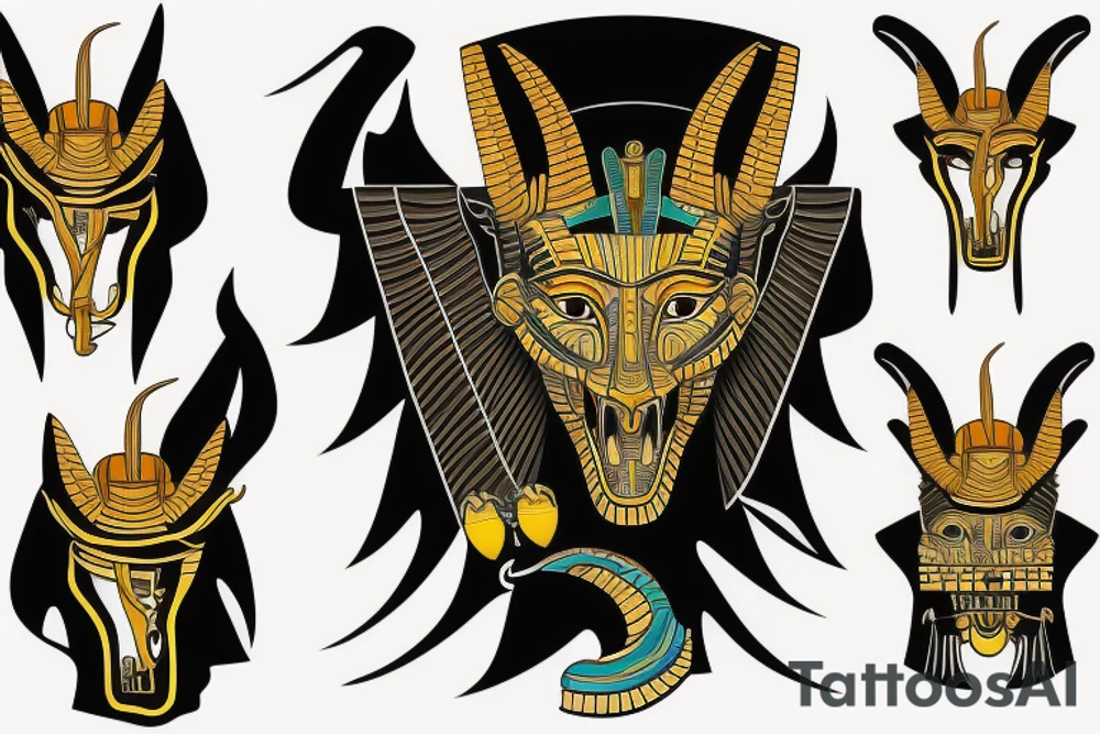 Egyptian angry god Anubis with his mouth open. tattoo idea