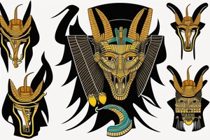 Egyptian angry god Anubis with his mouth open. tattoo idea