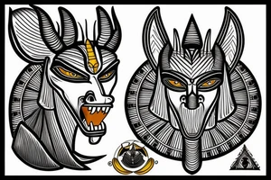 Egyptian angry god Anubis with his mouth open. tattoo idea