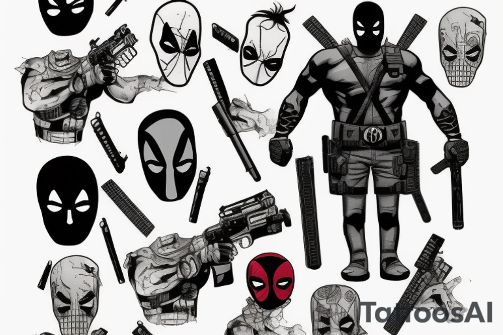 Punisher with Deadpool tattoo idea