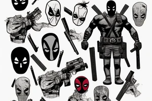 Punisher with Deadpool tattoo idea