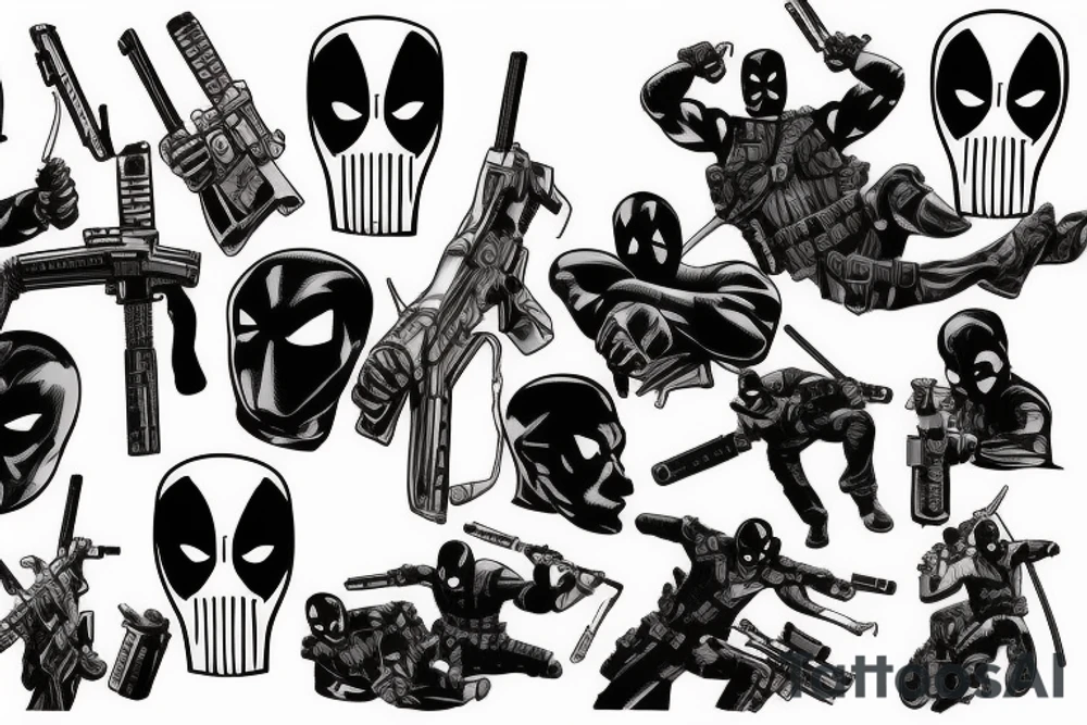 Punisher with Deadpool tattoo idea