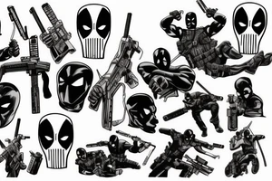 Punisher with Deadpool tattoo idea