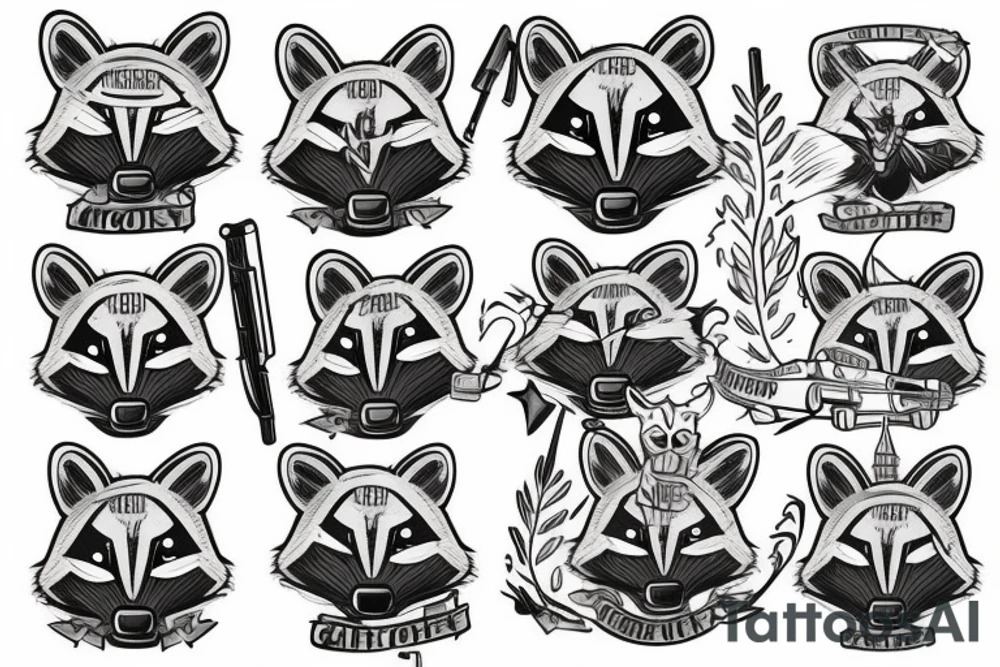 military racoon tattoo idea