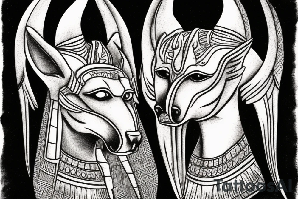 god Anubis with his mouth open. tattoo idea