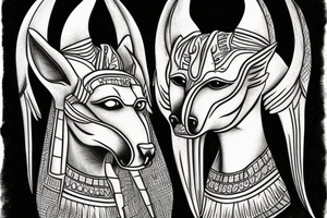 god Anubis with his mouth open. tattoo idea