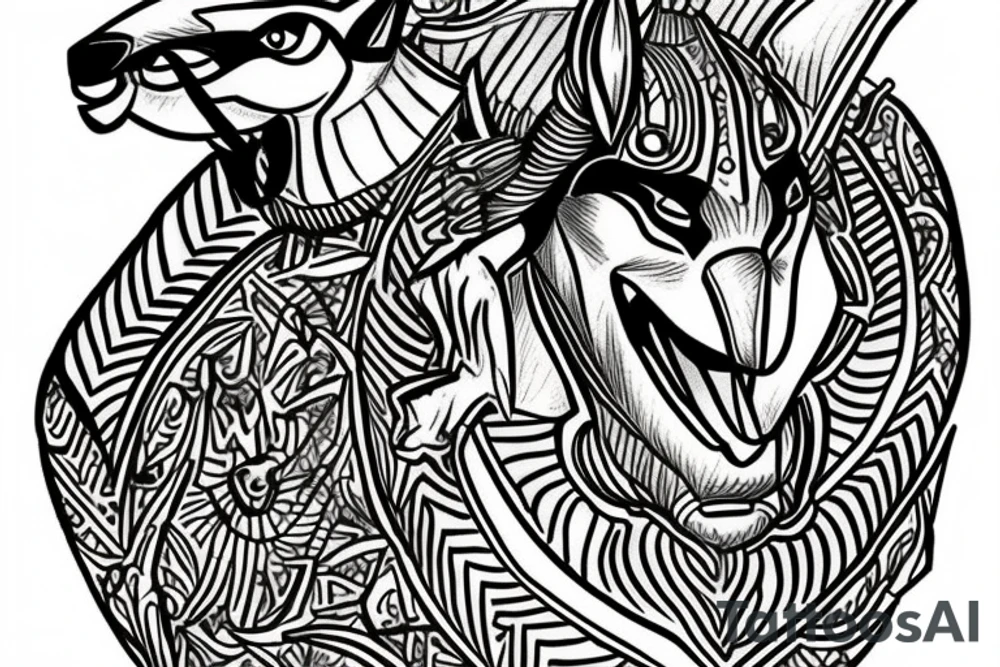 god Anubis with his mouth open. tattoo idea